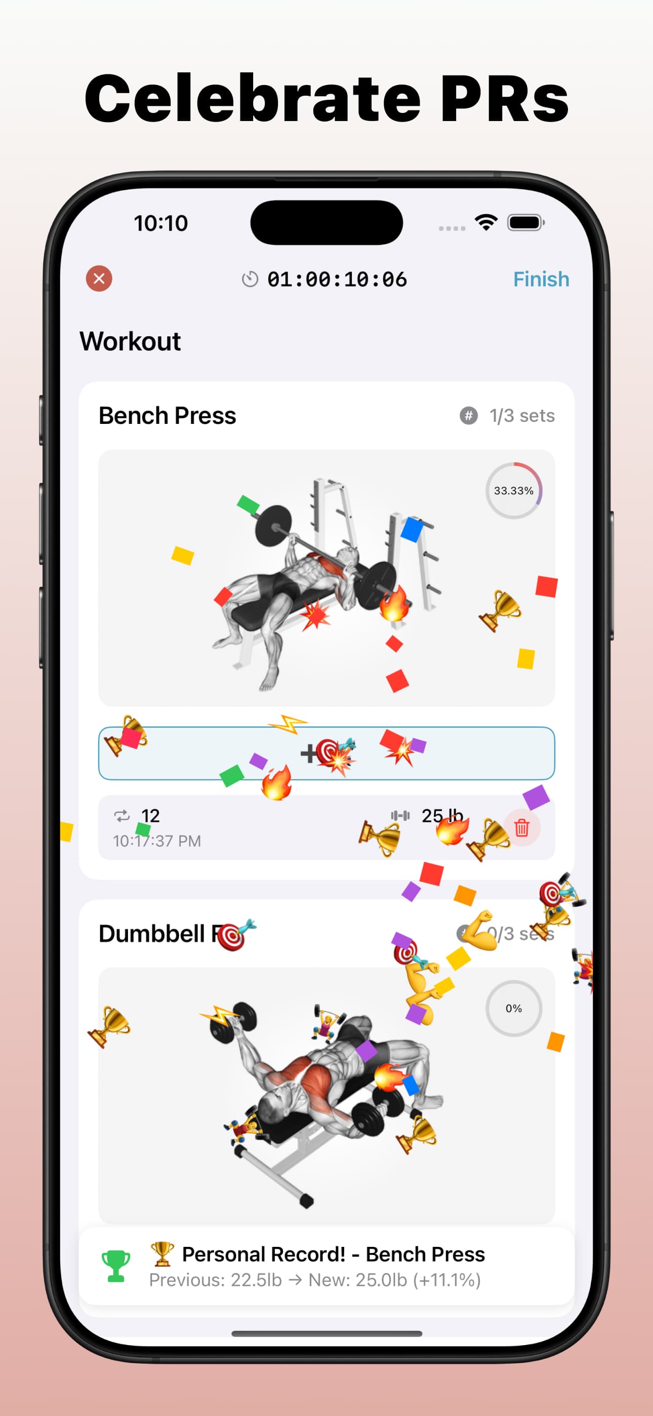 Celebrate PRs - Achieve new personal records and celebrate milestones
