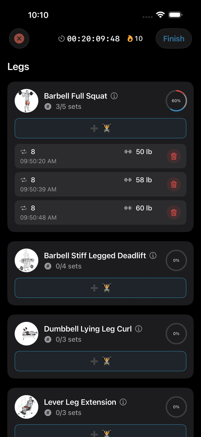 Ellim workout tracking