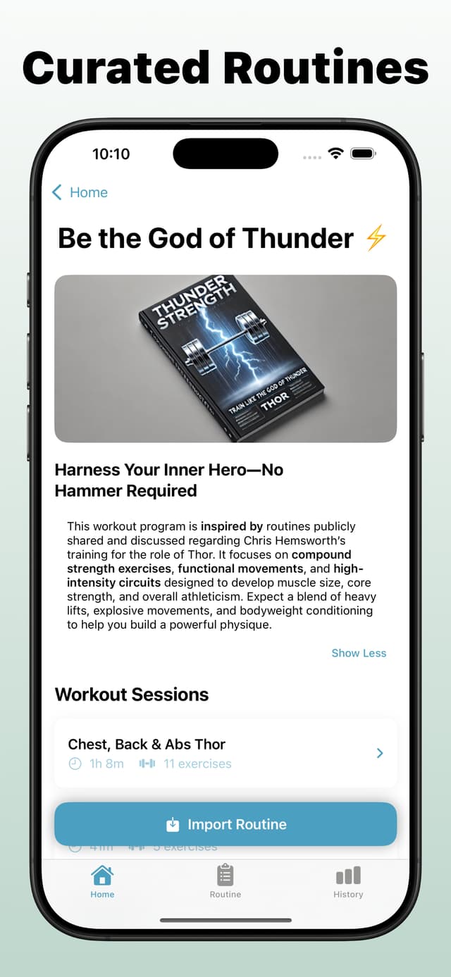 Curated workout routines in Ellim