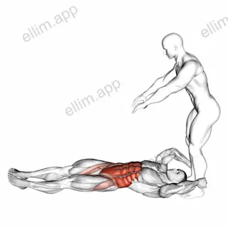 Assisted Lying Leg Raise With Lateral Throw Down exercise targeting Waist and Obliques