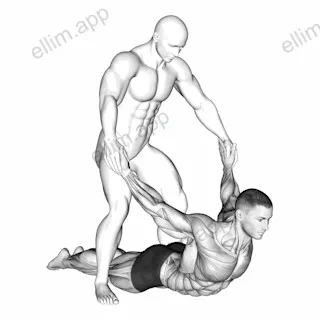 Assisted Pulling Arms in Prone Position Chest Stretch exercise targeting Chest