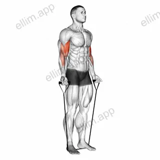Band alternating biceps curl exercise targeting Upper Arms and Biceps Brachii