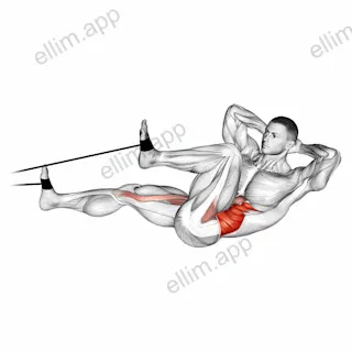 Band bicycle crunch exercise targeting Waist and Iliopsoas