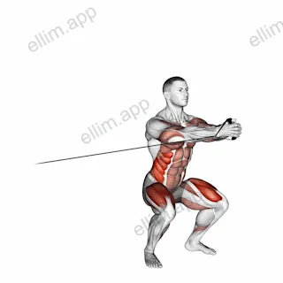 Band Squat with Horizontal Pallof Hold exercise targeting Hips and Thighs
