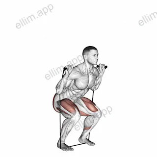Band squat exercise targeting Hips and Gluteus Maximus