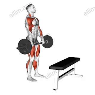 Barbell Complex Stiff Leg Deadlift Clean Step exercise targeting Hips and Shoulders