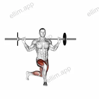 Barbell Curtsey Lunge exercise targeting Gluteus Maximus and Gluteus Medius