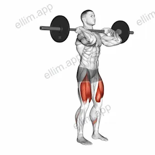 Barbell Front Rack Rear Lunge exercise targeting Thighs