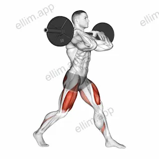 Barbell Front Rack Split Squat exercise targeting Thighs