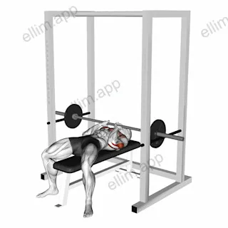 Barbell Pin Close Grip Bench Press exercise targeting Upper Arms