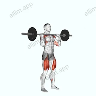 Barbell Squat to Shoulder Press exercise targeting Thighs