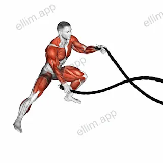 Battling Ropes Alternate Arms Side Lunge exercise targeting Back and Chest