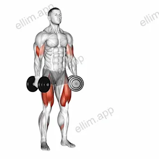 Dumbbell Lateral Lunge with Bicep Curl exercise targeting Thighs