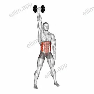 Dumbbell Standing High Windmill exercise targeting Waist