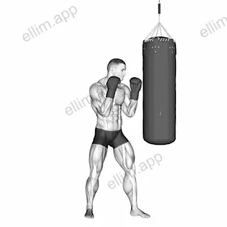 Hook Kick Kickboxing (with boxing bag) exercise targeting Plyometrics