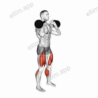 Kettlebell Calf Raise and Front Squat exercise targeting Thighs
