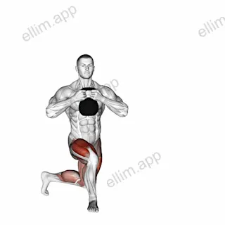 Kettlebell Goblet Curtsey Lunge exercise targeting Thighs and Gluteus Maximus