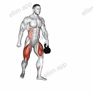 Kettlebell Lunge Pass Through exercise targeting Thighs and Gluteus Maximus