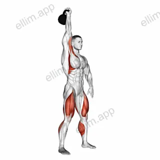 Kettlebell One Arm Jerk exercise targeting Shoulders and Adductor Magnus