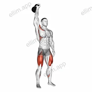 Kettlebell One Arm Overhead Squat exercise targeting Thighs and Gluteus Maximus
