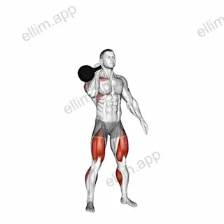Kettlebell One Arm Thruster exercise targeting Hips and Thighs
