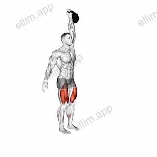 Kettlebell Single Arm Overhead Lunge exercise targeting Thighs