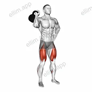 Kettlebell Single Front Squat exercise targeting Thighs