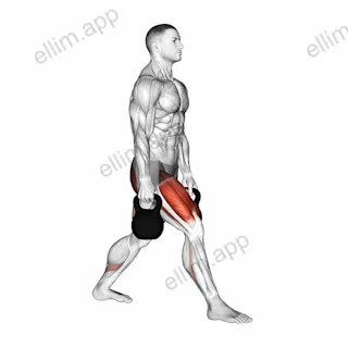 Kettlebell Split Squat exercise targeting Thighs
