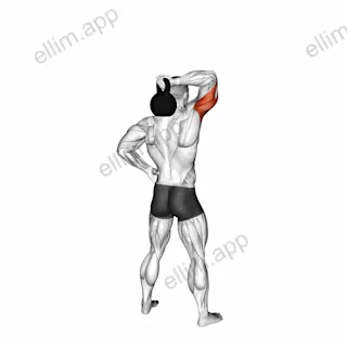 Kettlebell Standing One Arm Extension exercise targeting Upper Arms