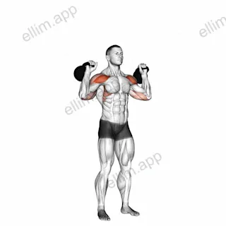 Kettlebell Two Arm Military Press exercise targeting Shoulders and Deltoid Anterior