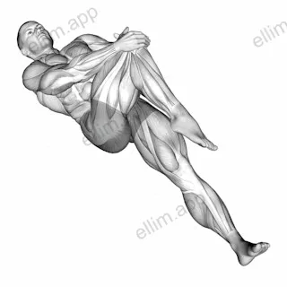 Lying Cross Over Knee Pull Up Stretch exercise targeting Hips