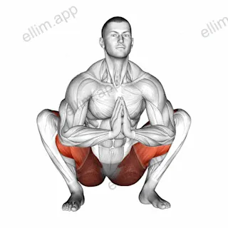 Prayer Squat Yoga Pose exercise targeting Stretching