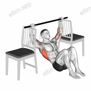 Pull up with Bent Knee between Chairs exercise targeting Back