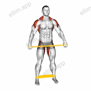 Resistance Band Standing Down Warming-up exercise targeting Back and Hips