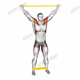 Resistance Band Standing Overhead Warming-up exercise targeting Hips and Shoulders