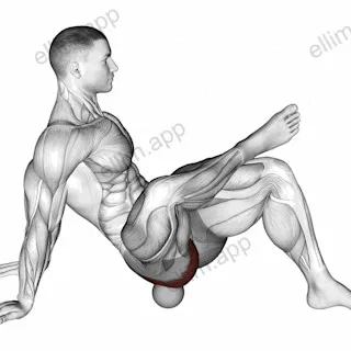 Roll Ball Piriformis Release exercise targeting Hips and Gluteus Maximus