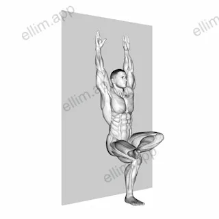 Single Leg Sit (wall) exercise targeting Thighs and Quadriceps