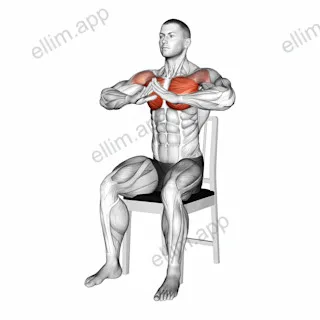 Sitting Prayer Chest Squeeze on a Chair exercise targeting Chest
