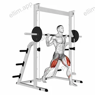 Smith Sprint Lunge exercise targeting Thighs and Gluteus Maximus
