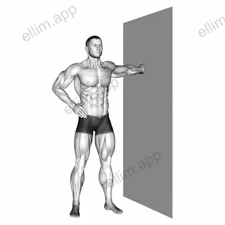 Standing one arm chest stretch exercise targeting Chest and Pectoralis Major Clavicular Head