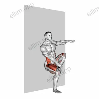 Toe Touch Sit (wall) exercise targeting Thighs and Obliques