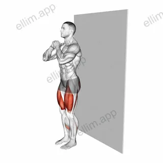 Wall sit (narrow stance) exercise targeting Thighs