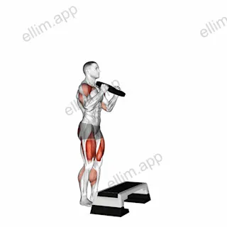 Weighted Overhead Press Step-Up exercise targeting Thighs